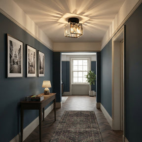 Luna Crystal Square Semi Flush Ceiling Light