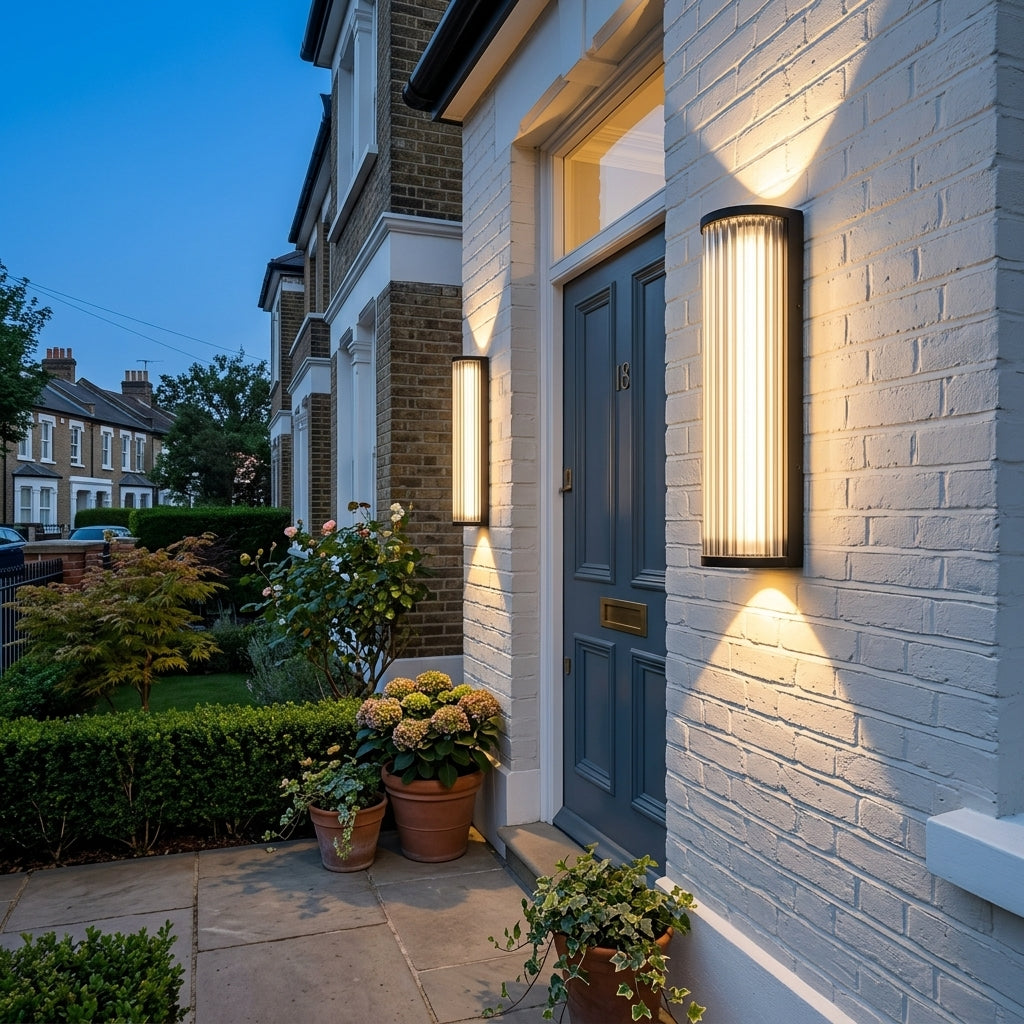 Atlas Fluted Glass Up and Down Outdoor Wall Light