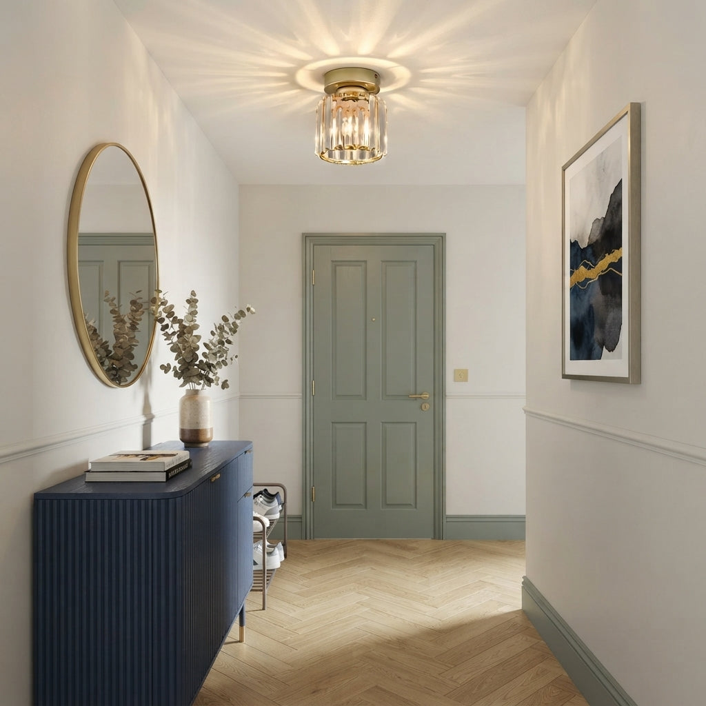 Luna Crystal Square Semi Flush Ceiling Light