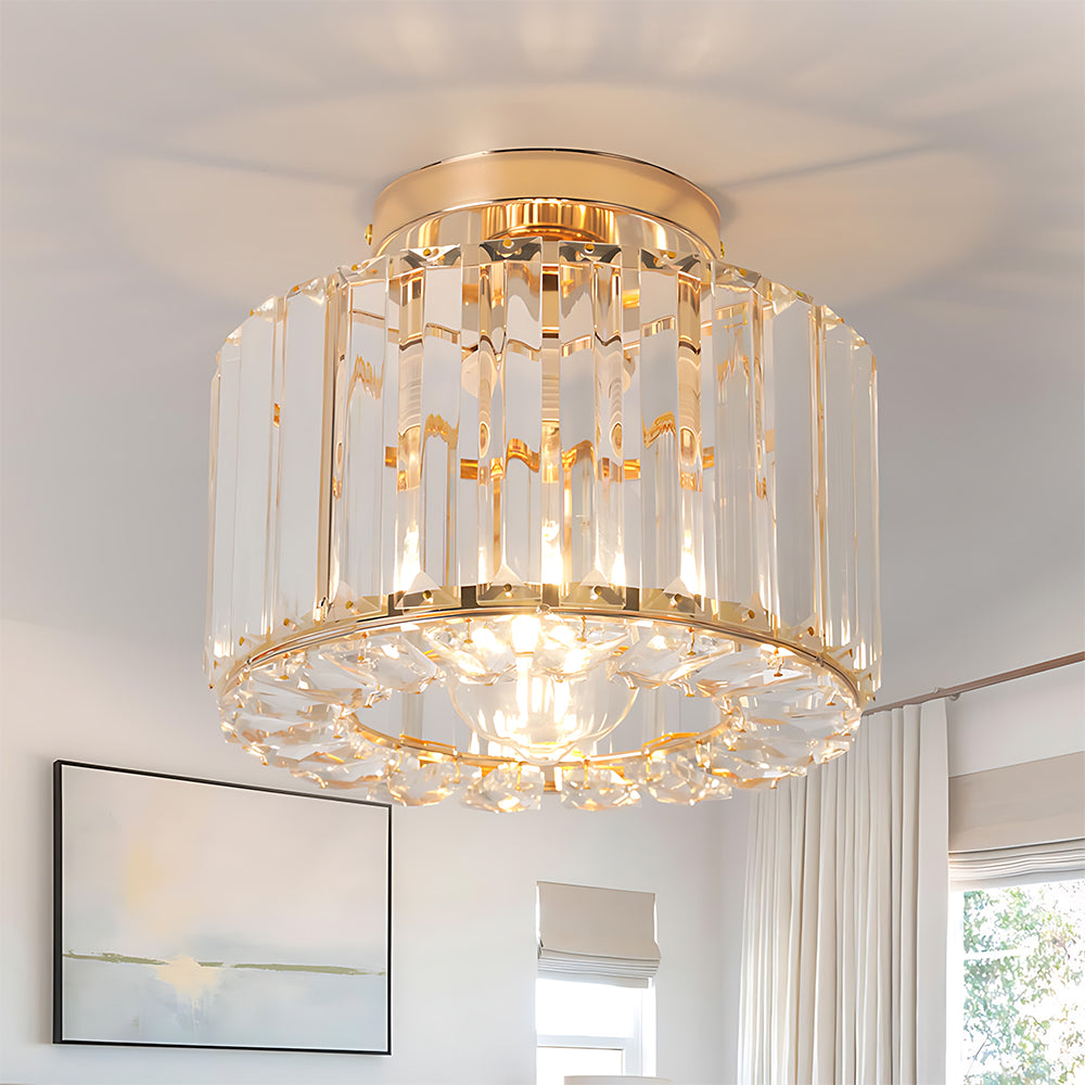 Modern Crystals Semi Flush Mount Ceiling Light for Hallway
