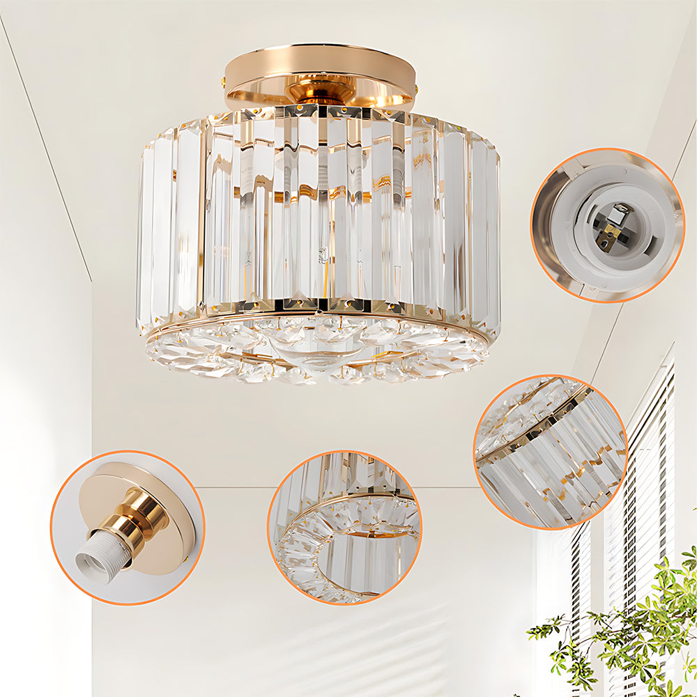 Modern Crystals Semi Flush Mount Ceiling Light for Hallway