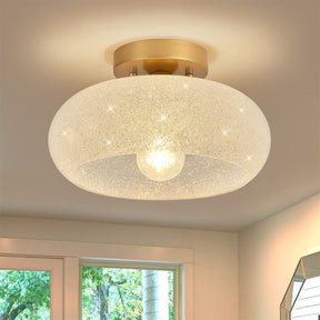 Modern Round Glass Living Room Semi Flush Ceiling Lights