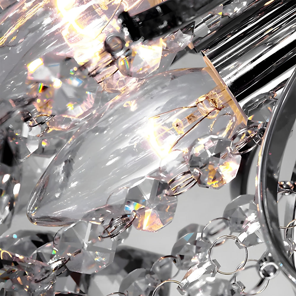 Silver Crystal Bouquet Semi-Flush Ceiling Light for Hallway