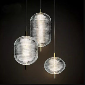 Elegant Ripple Patterned Glass LED Pendant Light