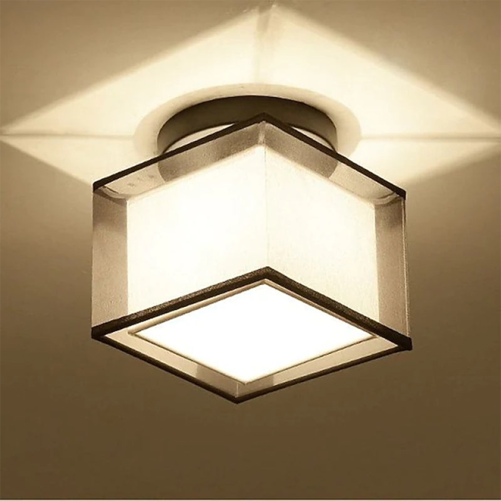 Retro Fabric Living Room Flush Mount Ceiling Lights