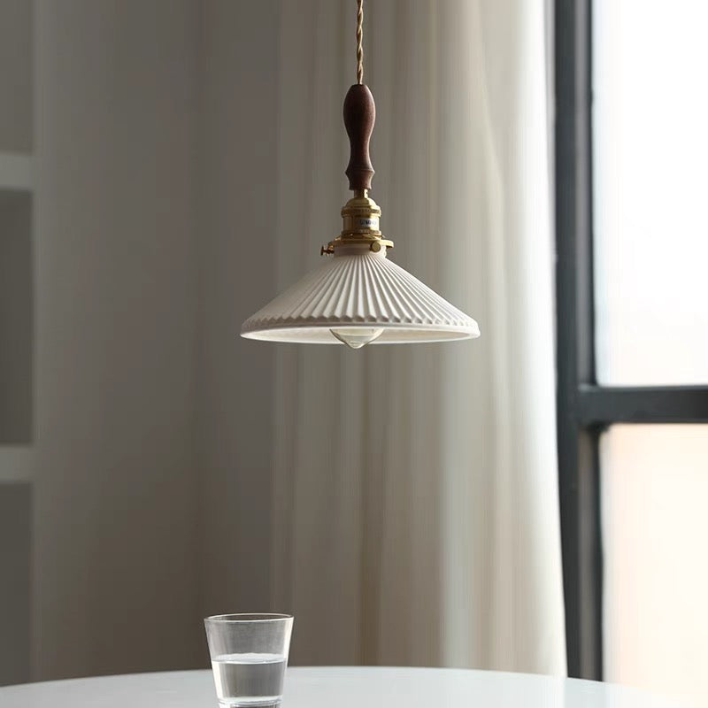 Modern Ceramics Retro Pleated Ceiling Pendant Light