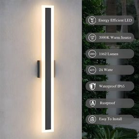 IP65 Linear Vertical Black Hardware Acrylic LED Wall Lights for Hallway