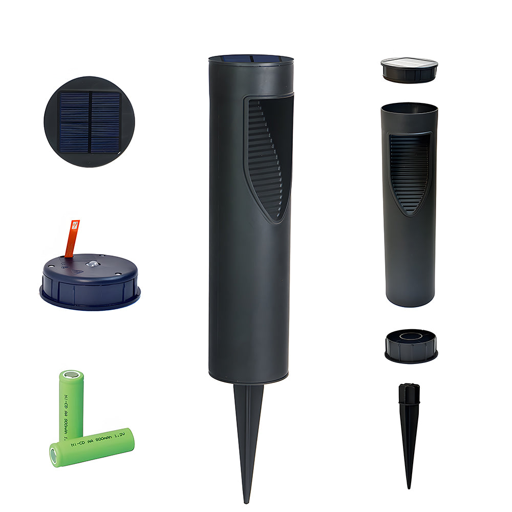 Garden Solar Power Black Long Outdoor Floor Lights
