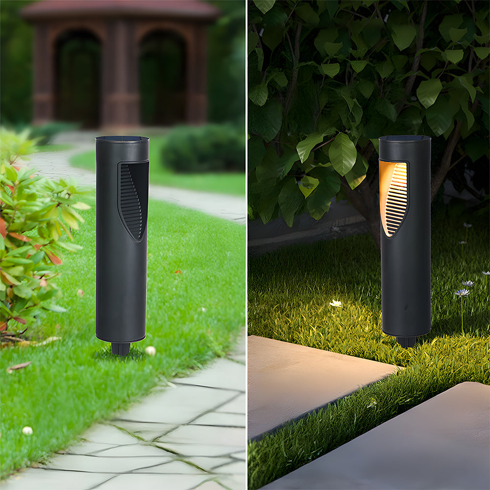 Garden Solar Power Black Long Outdoor Floor Lights