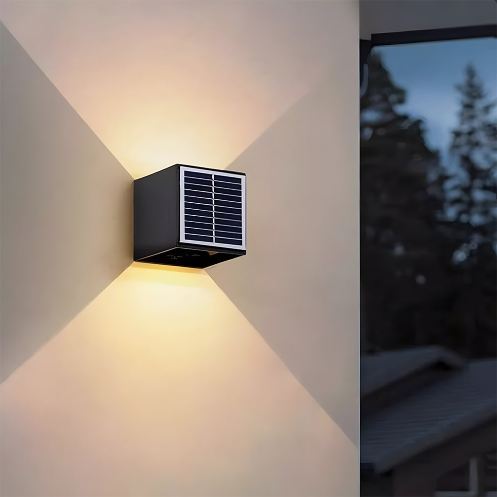 Square Black Garden Solar Outdoor Wall Lights