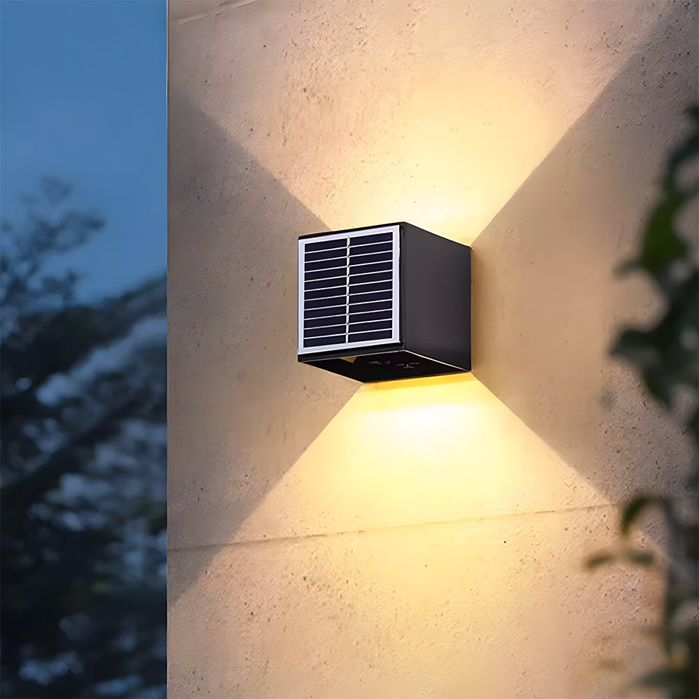 Square Black Garden Solar Outdoor Wall Lights