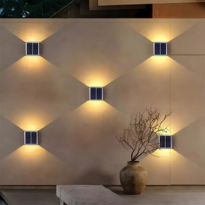Square Black Garden Solar Outdoor Wall Lights