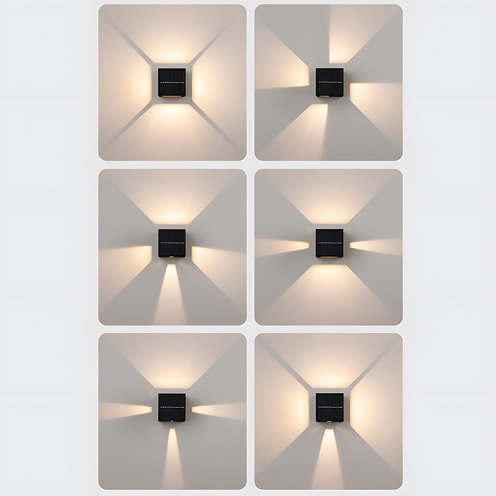 Square Black Garden Solar Outdoor Wall Lights