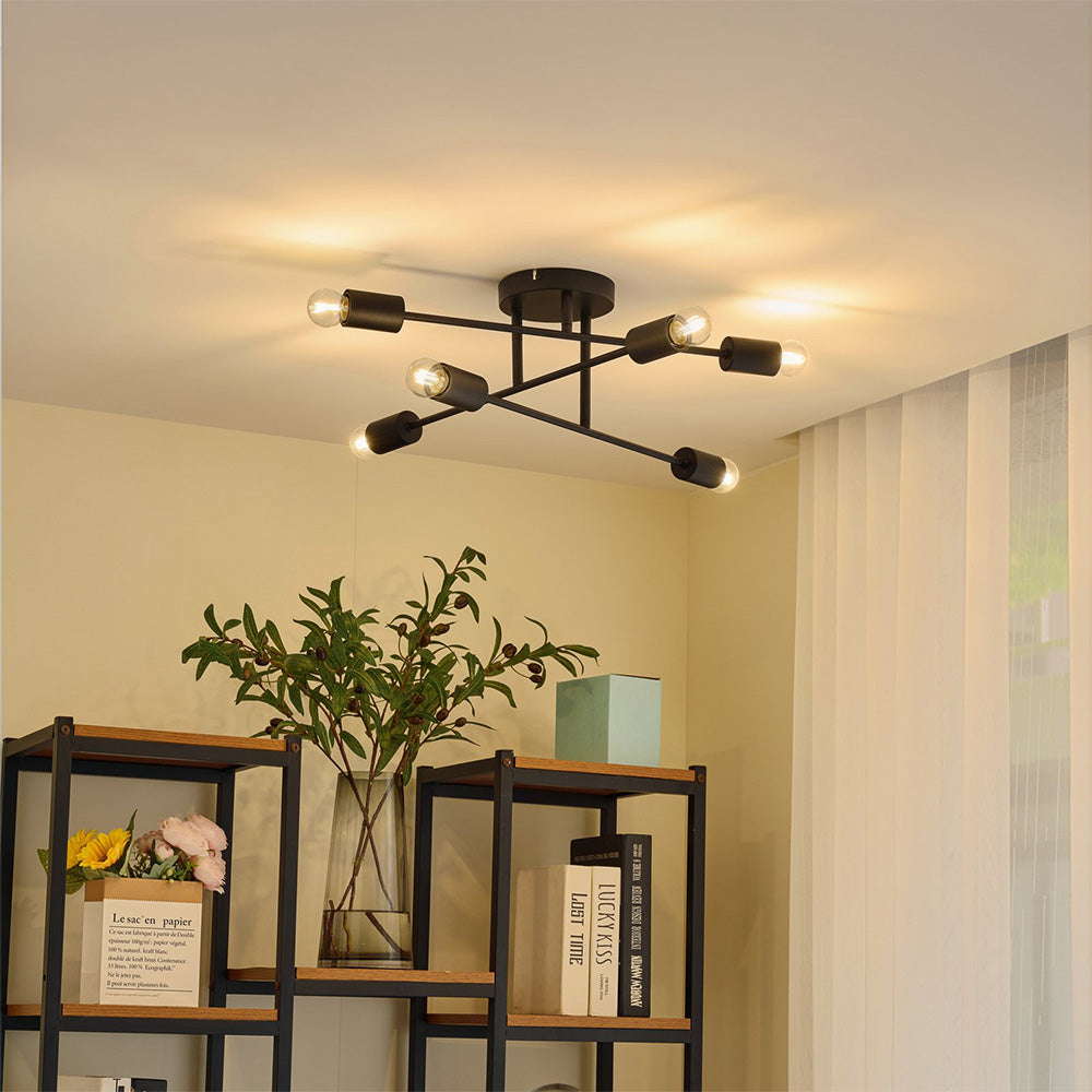 Industrial Iron Living Room Semi Flush Ceiling Lights