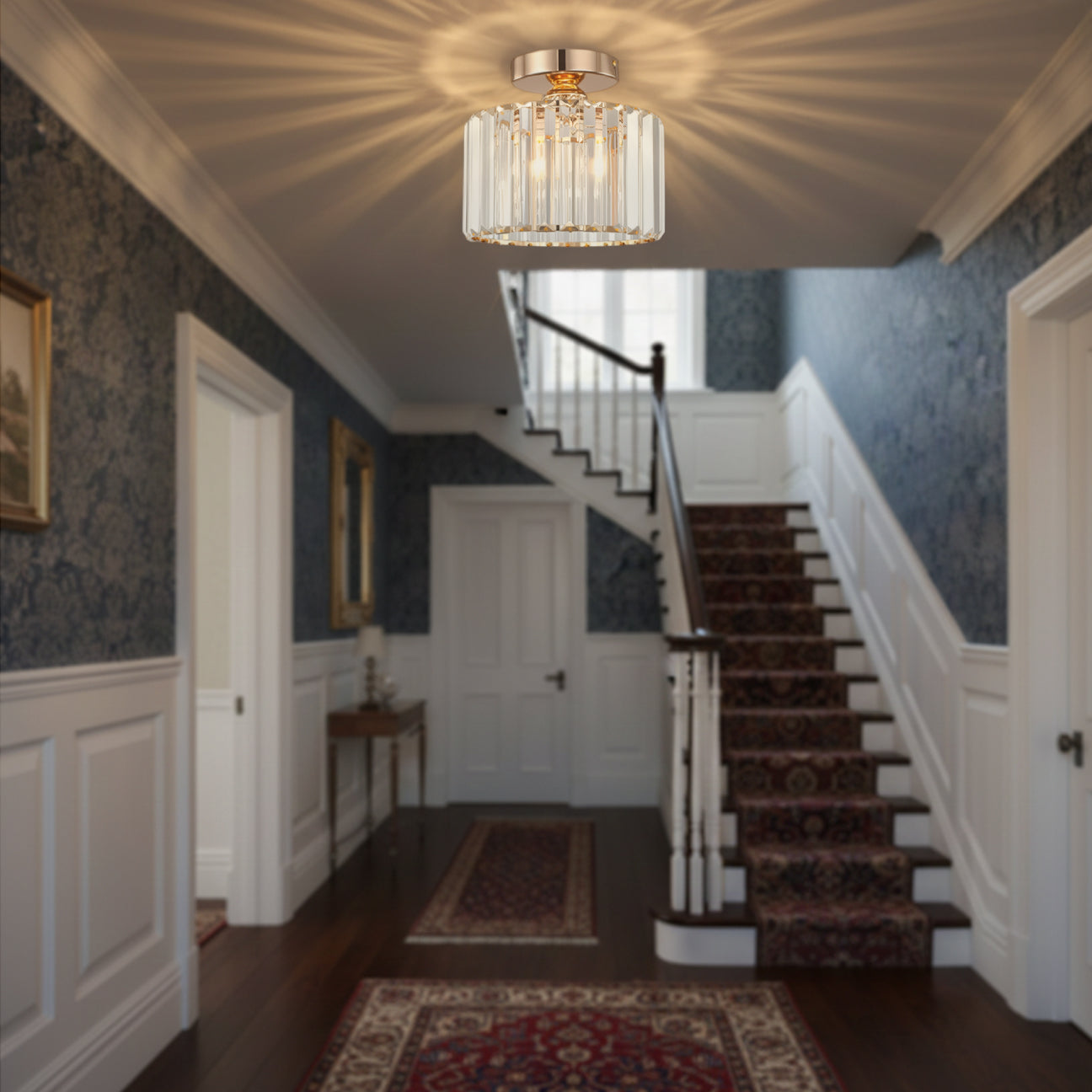 Luxury Crystal Semi-flush Mount Ceiling Light