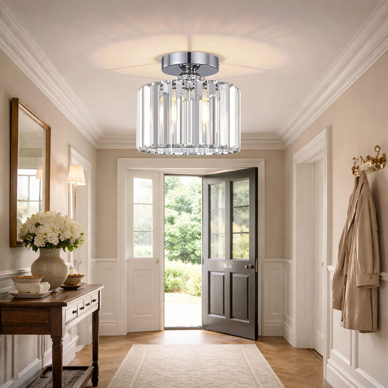 Luxury Crystal Semi-flush Mount Ceiling Light