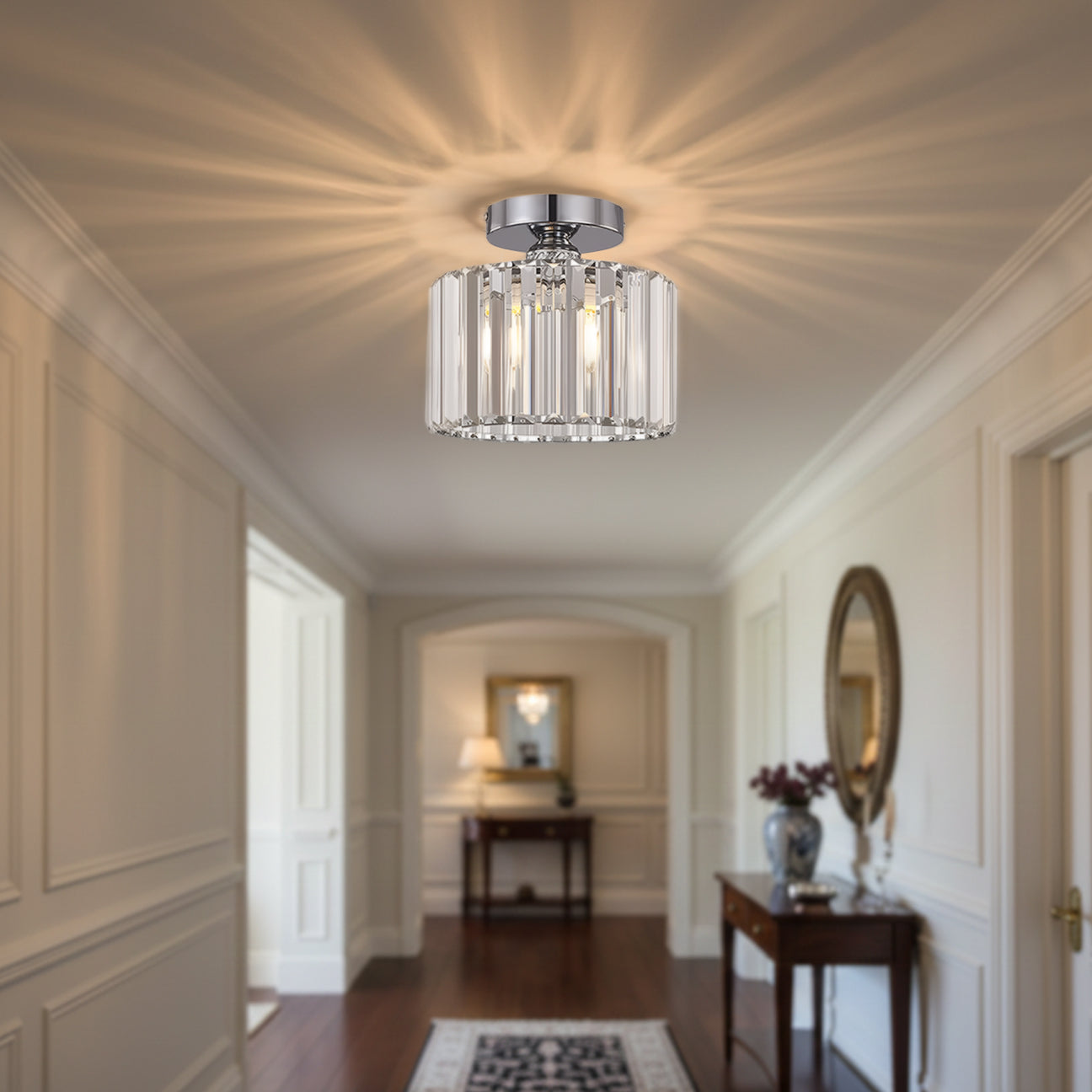Luxury Crystal Semi-flush Mount Ceiling Light