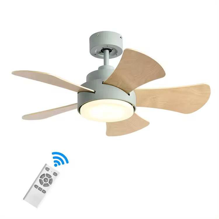 Contemporary Wood Semi-Flush Ceiling Fan With Lighting