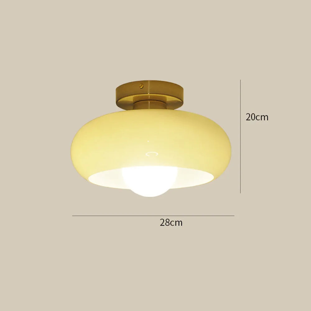 Retro Round Glass Living Room Semi Flush Ceiling Lights