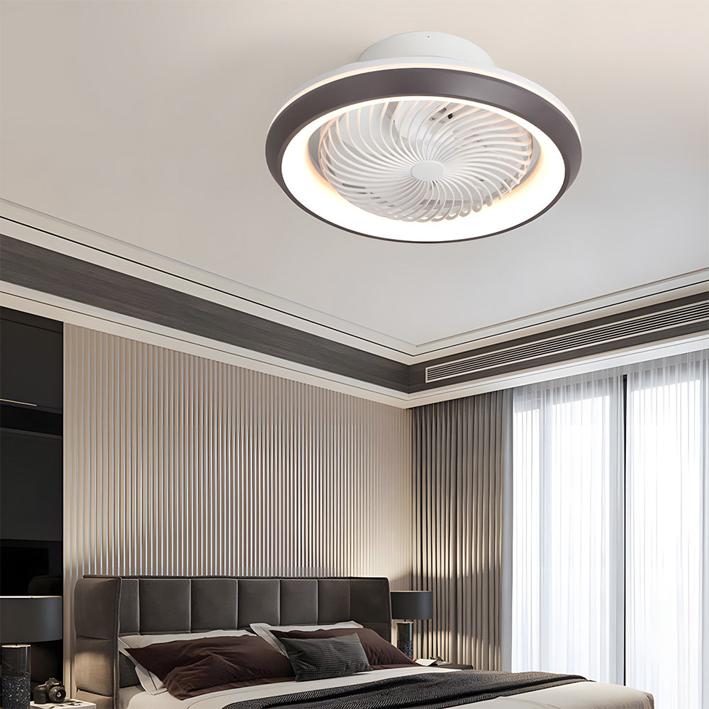 Enclosed Ceiling Fan with LED Light, 6 Speeds, Dimmable, Remote Control Ceiling Fan With Light