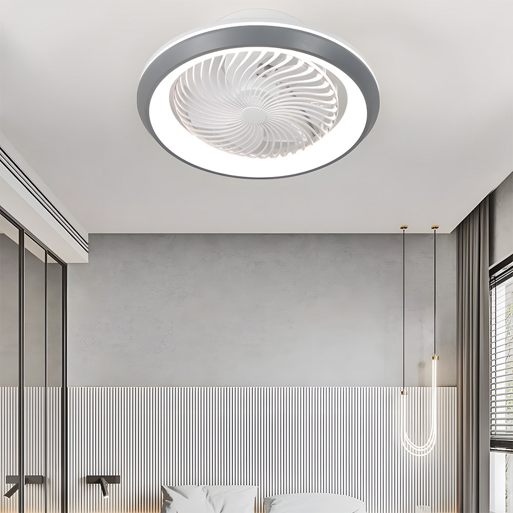 Enclosed Ceiling Fan with LED Light, 6 Speeds, Dimmable, Remote Control Ceiling Fan With Light