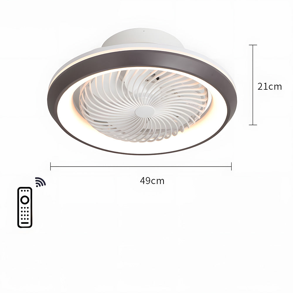 Enclosed Ceiling Fan with LED Light, 6 Speeds, Dimmable, Remote Control Ceiling Fan With Light