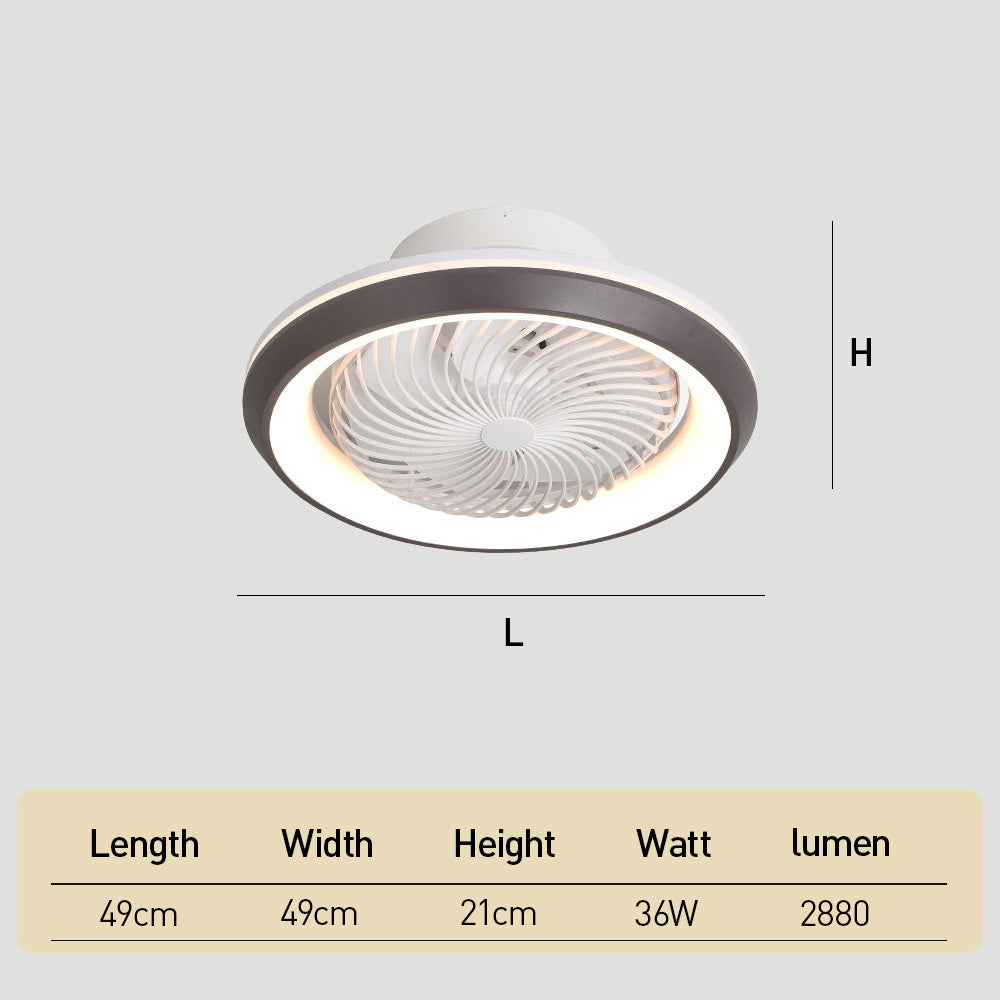 Enclosed Ceiling Fan with LED Light, 6 Speeds, Dimmable, Remote Control Ceiling Fan With Light