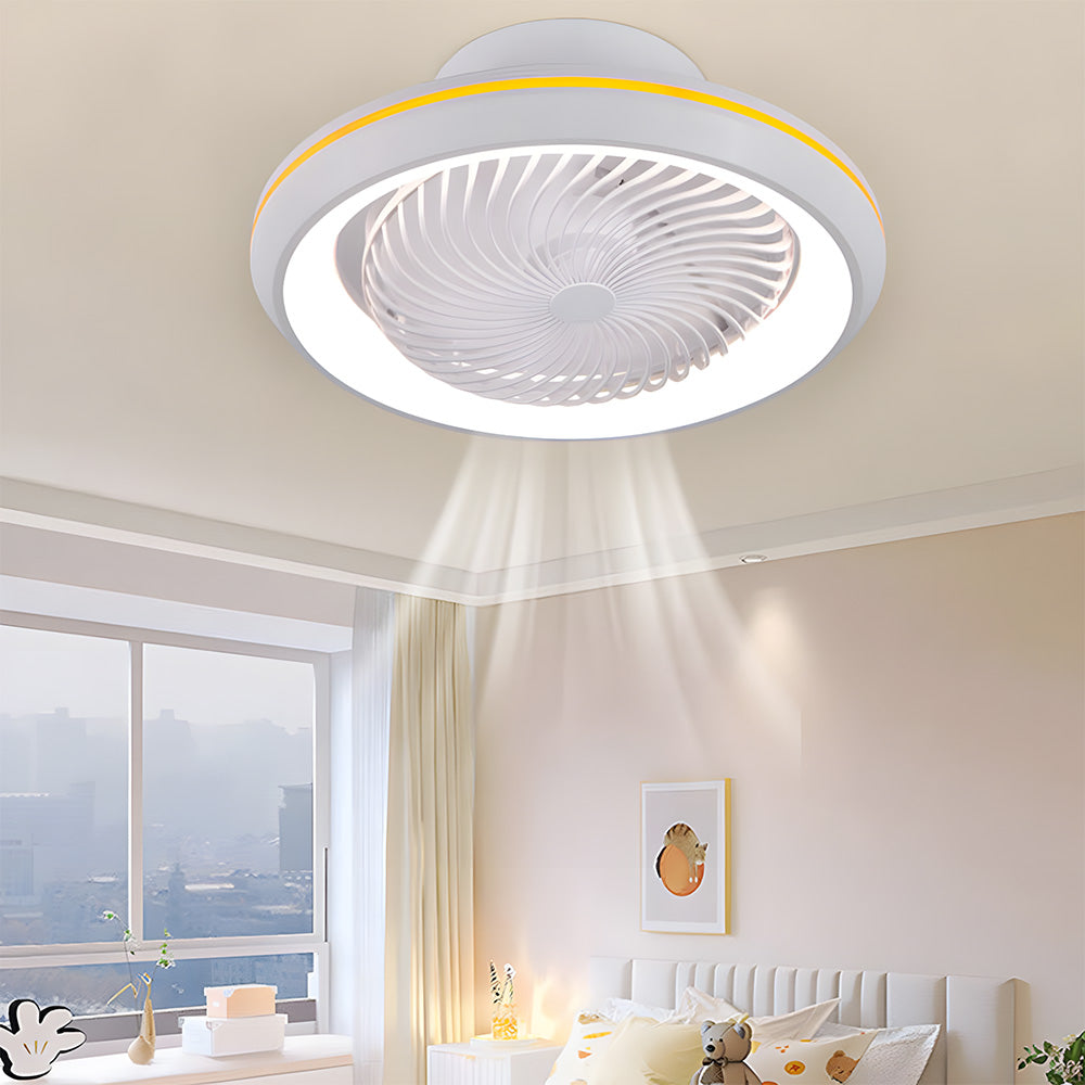 Enclosed Ceiling Fan with LED Light, 6 Speeds, Dimmable, Remote Control Ceiling Fan With Light
