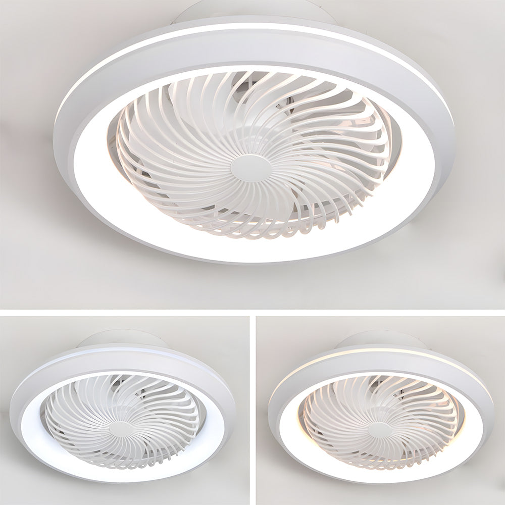 Enclosed Ceiling Fan with LED Light, 6 Speeds, Dimmable, Remote Control Ceiling Fan With Light