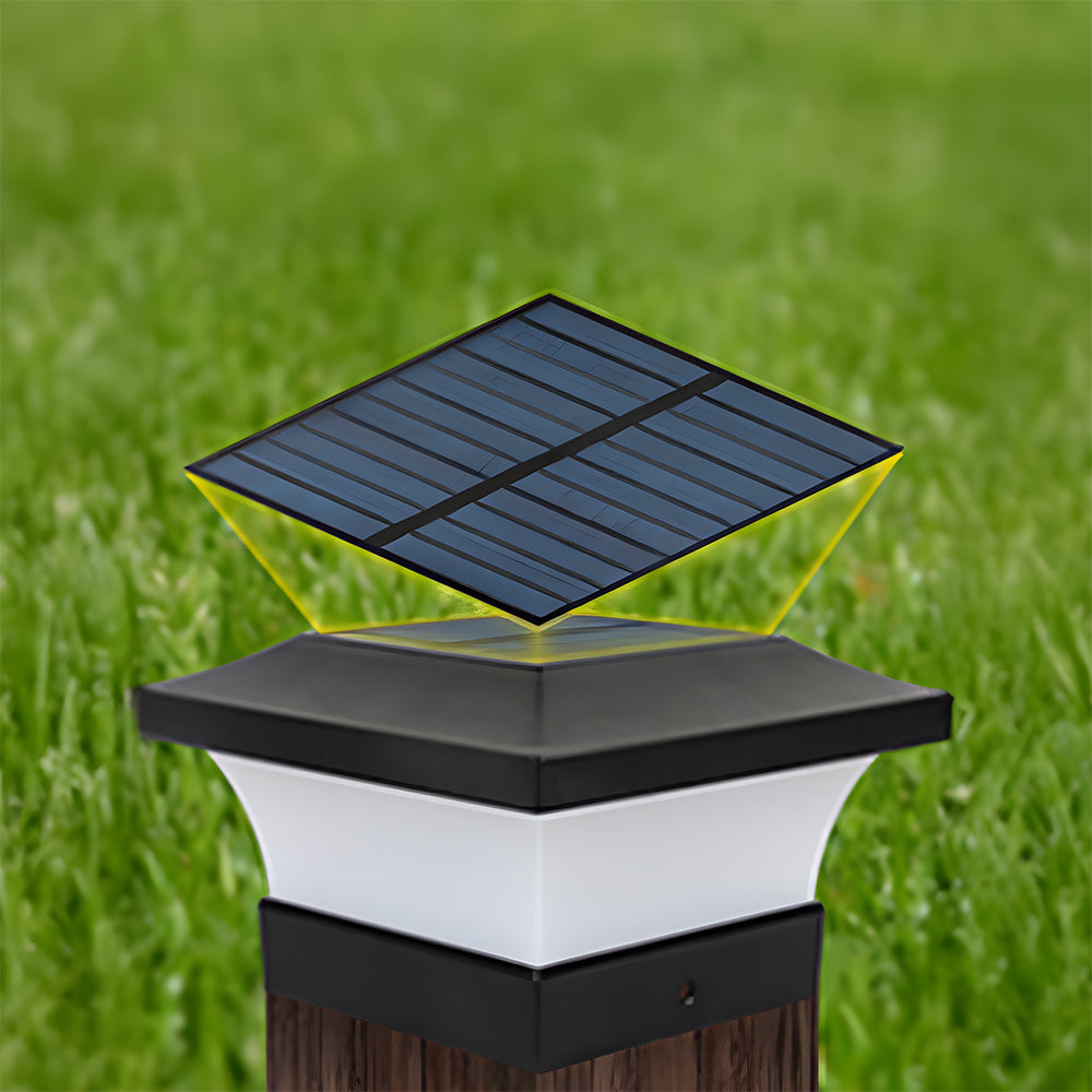 Modern Black Solar Power Lantern Outdoor Post Light