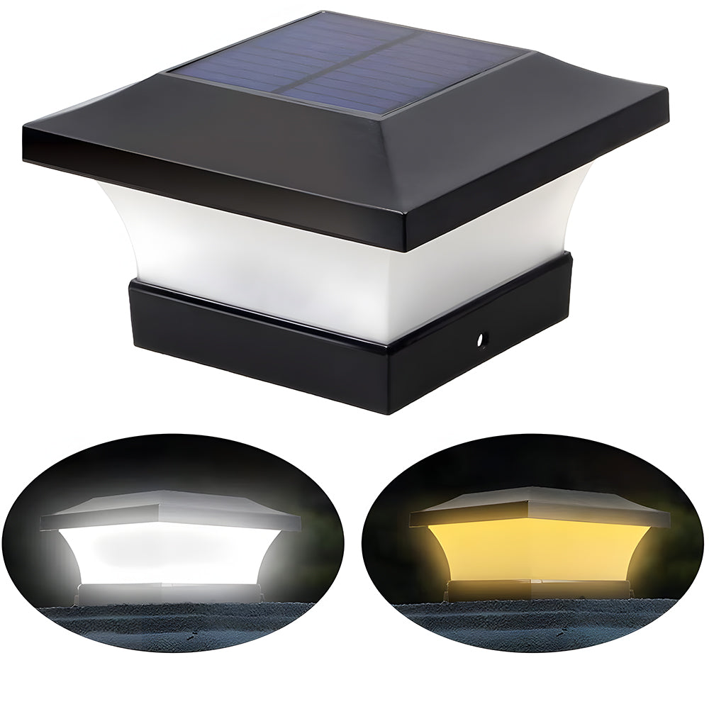 Modern Black Solar Power Lantern Outdoor Post Light