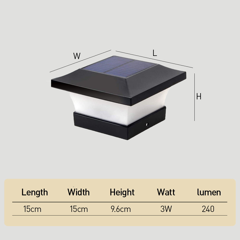 Modern Black Solar Power Lantern Outdoor Post Light