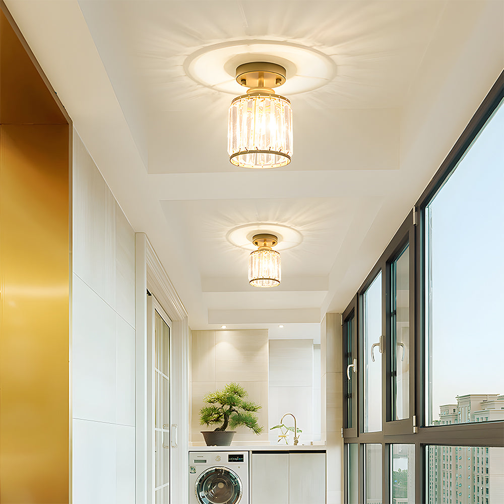 Modern Crystal Semi Flush Mount Hallway Ceiling Light