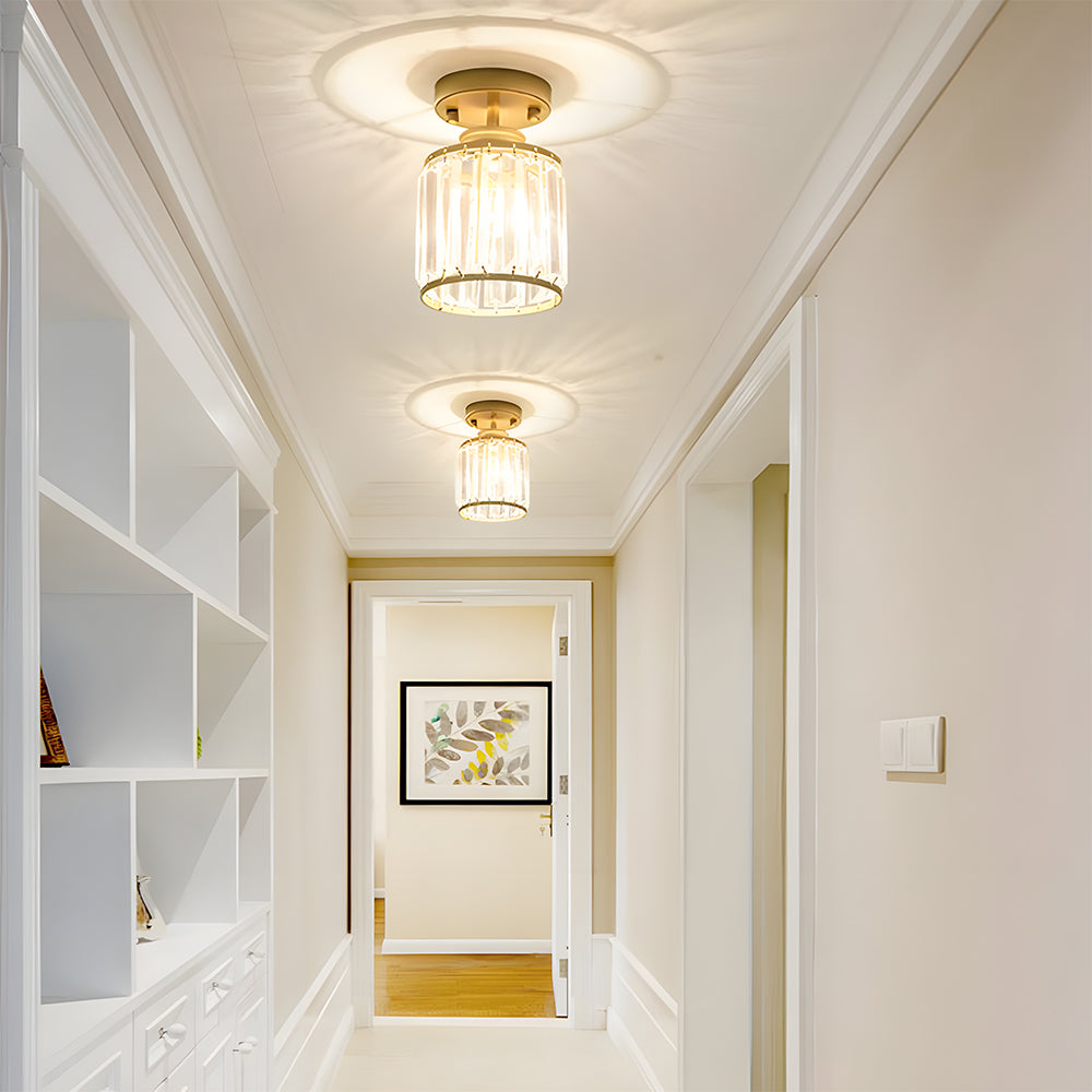 Modern Crystal Semi Flush Mount Hallway Ceiling Light