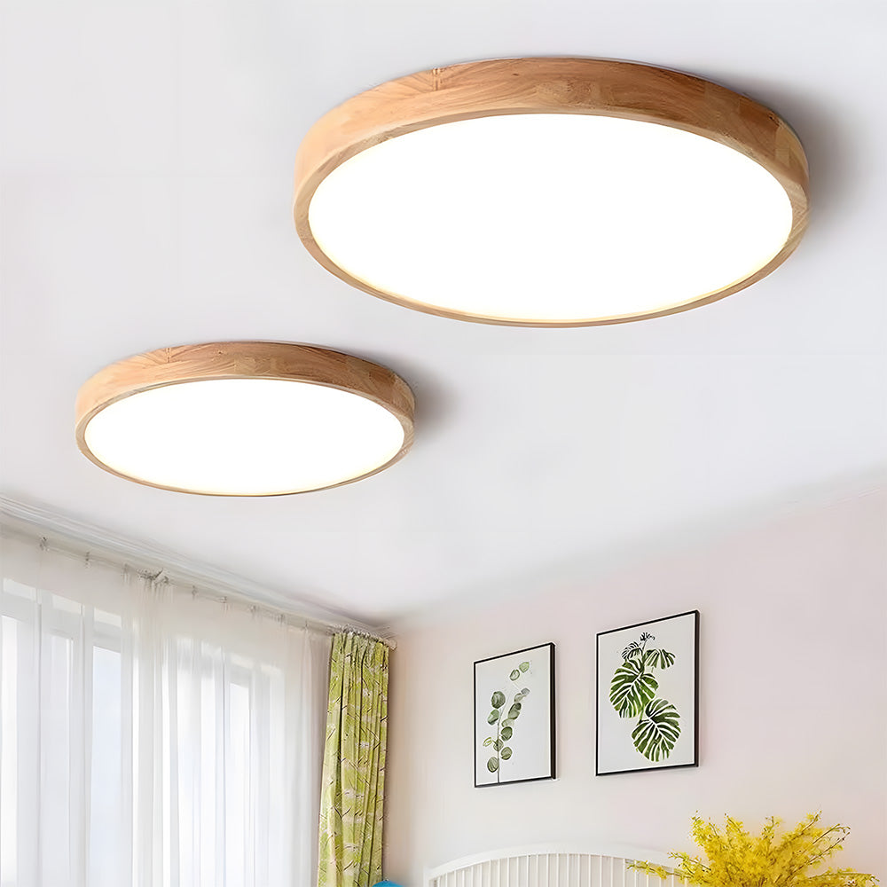 Ultra-thin Wood LED Flush Mount Ceiling Lamp