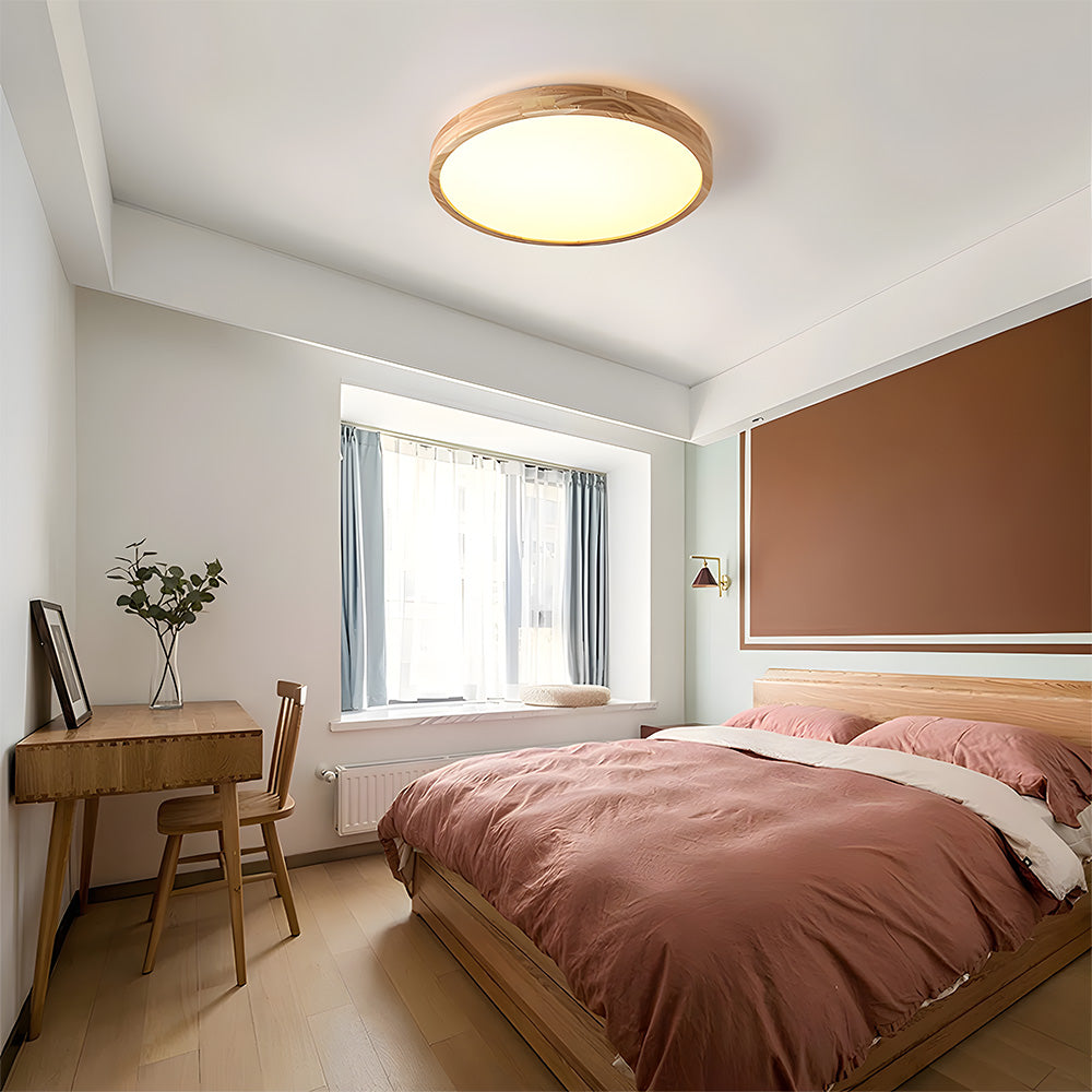 Ultra-thin Wood LED Flush Mount Ceiling Lamp