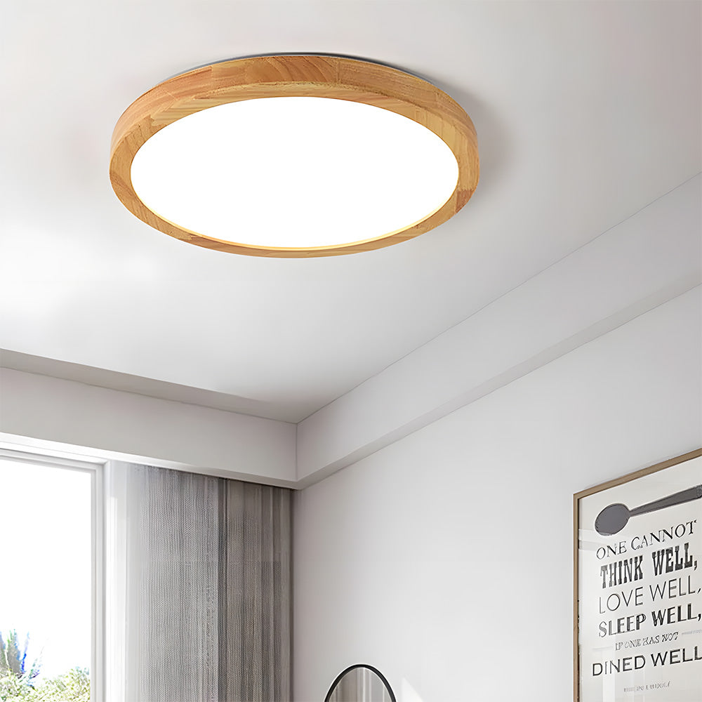 Ultra-thin Wood LED Flush Mount Ceiling Lamp