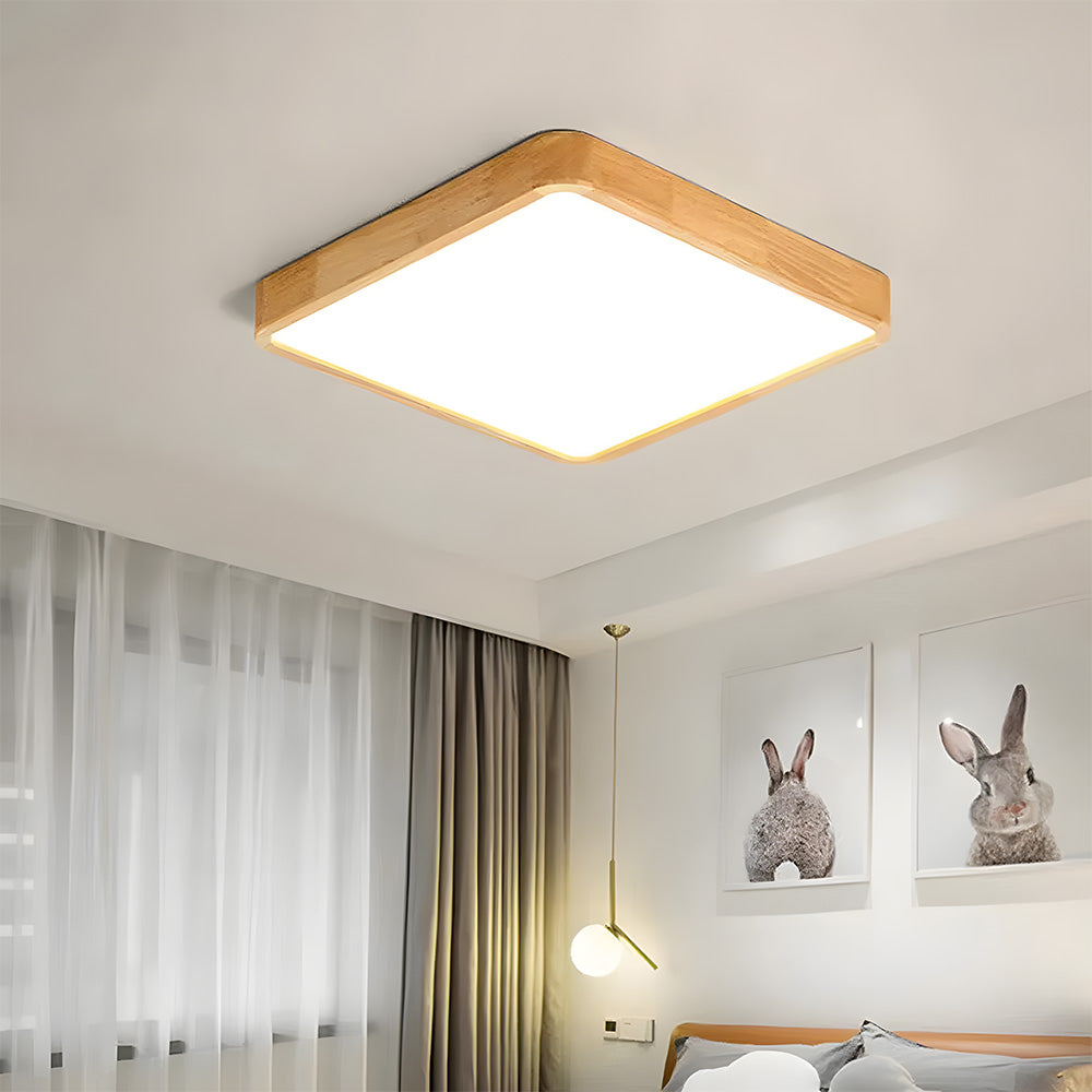 Ultra-thin Wood LED Flush Mount Ceiling Lamp