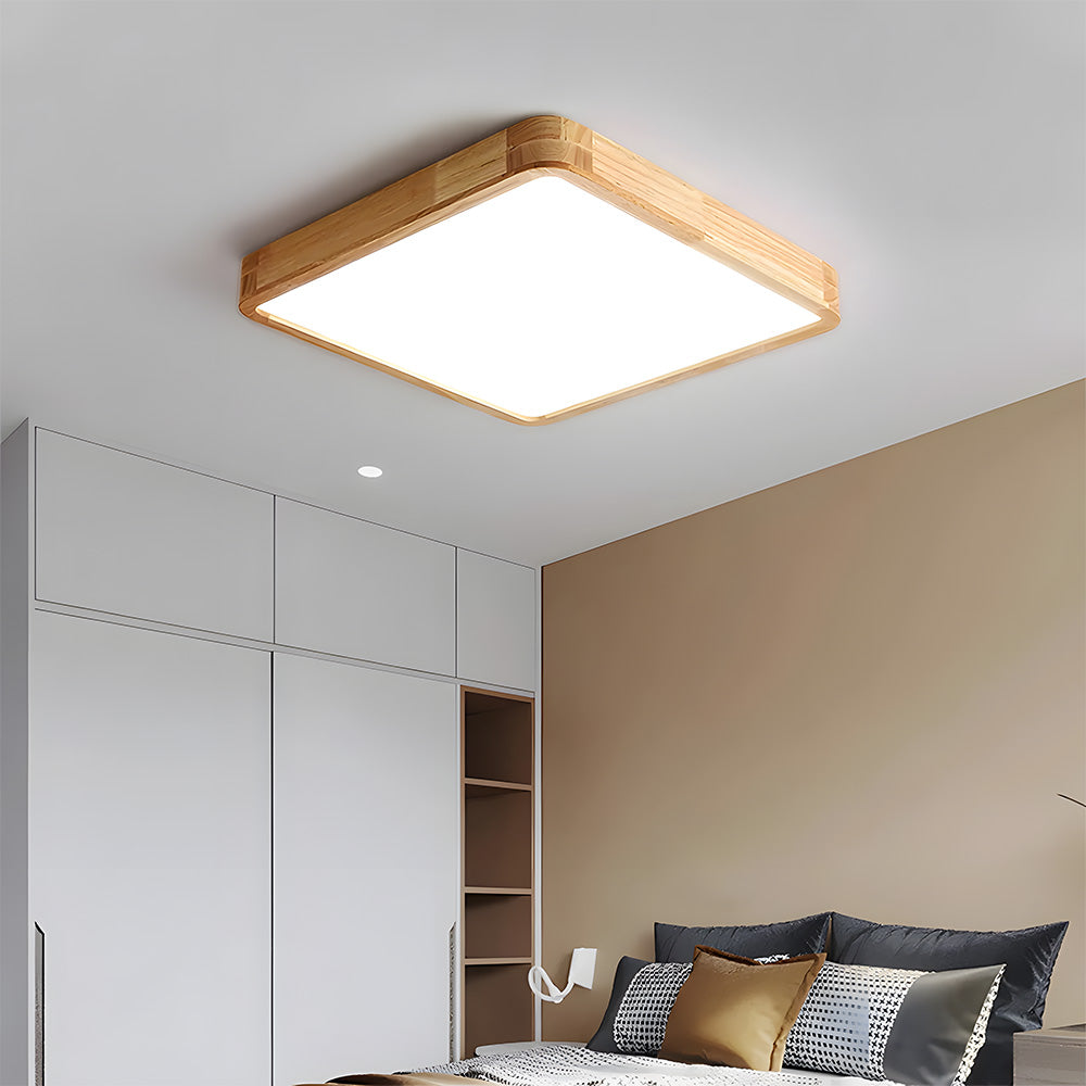 Ultra-thin Wood LED Flush Mount Ceiling Lamp