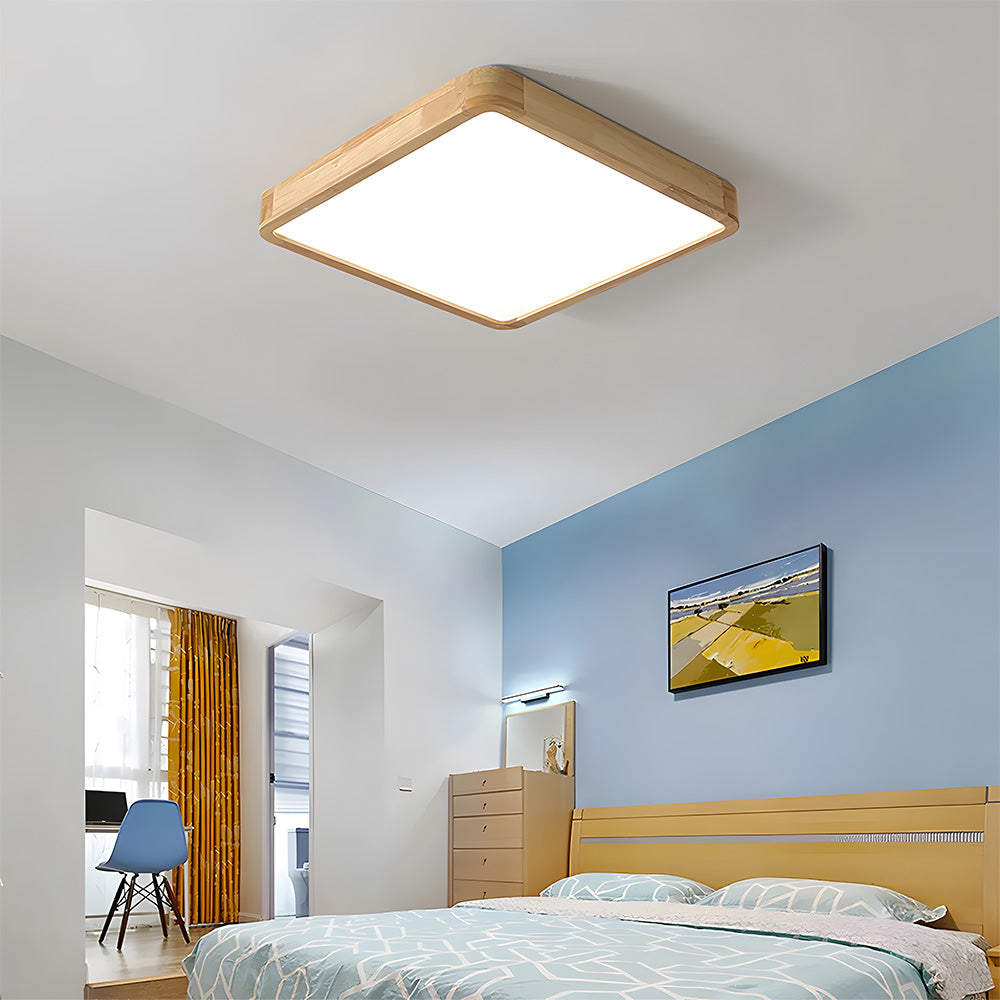 Ultra-thin Wood LED Flush Mount Ceiling Lamp