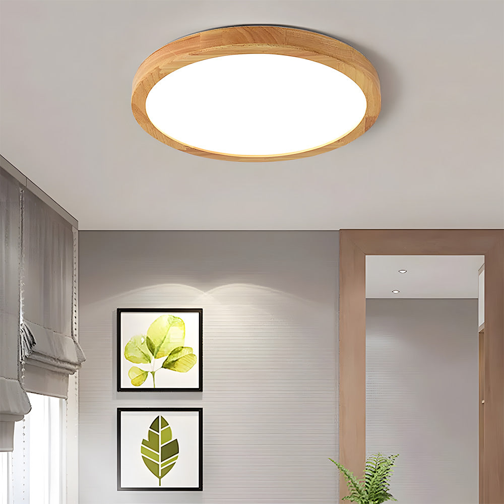 Ultra-thin Wood LED Flush Mount Ceiling Lamp