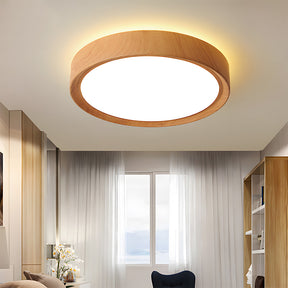 Modern Minimalist Round Wood Colour Iron LED Ceiling Lights