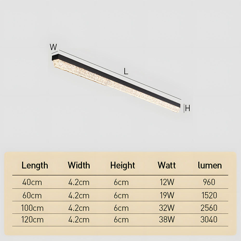 Modern Retro Black Acrylic Linear LED Ceiling Light