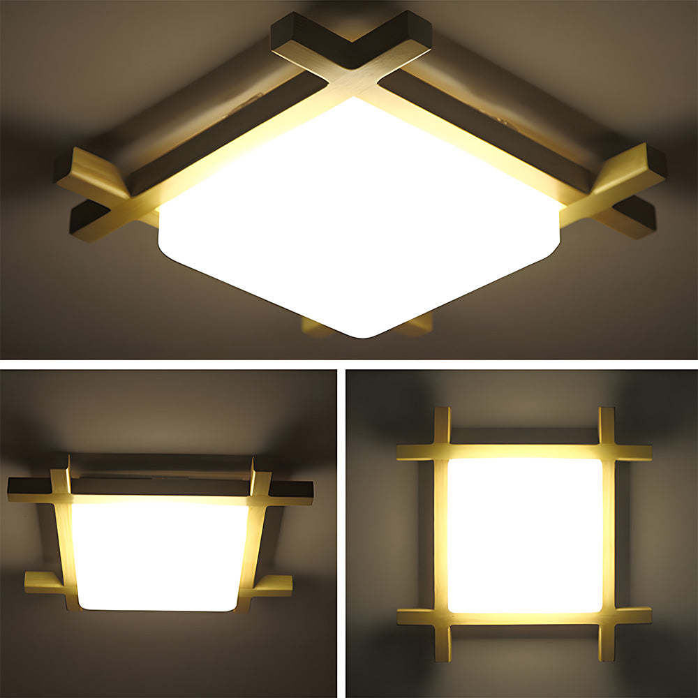 Modern Creative Wood Square LED Ceiling Lights