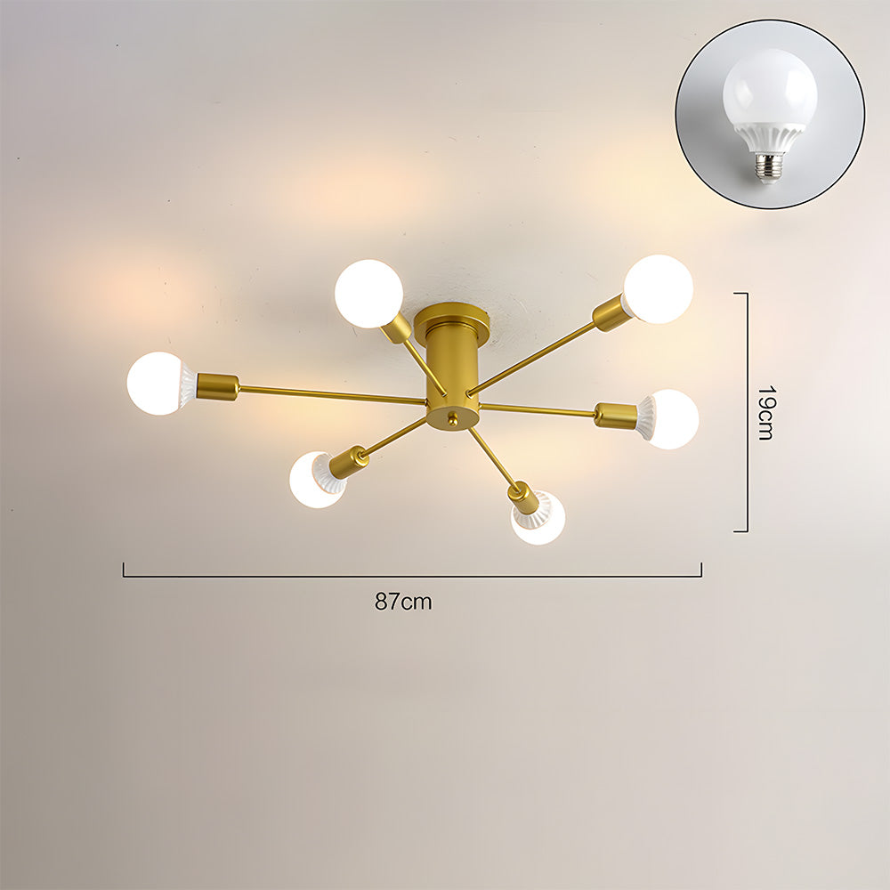 Modern Ceiling Lights For Living Room, 87cm, 6-bulb, gold, E27