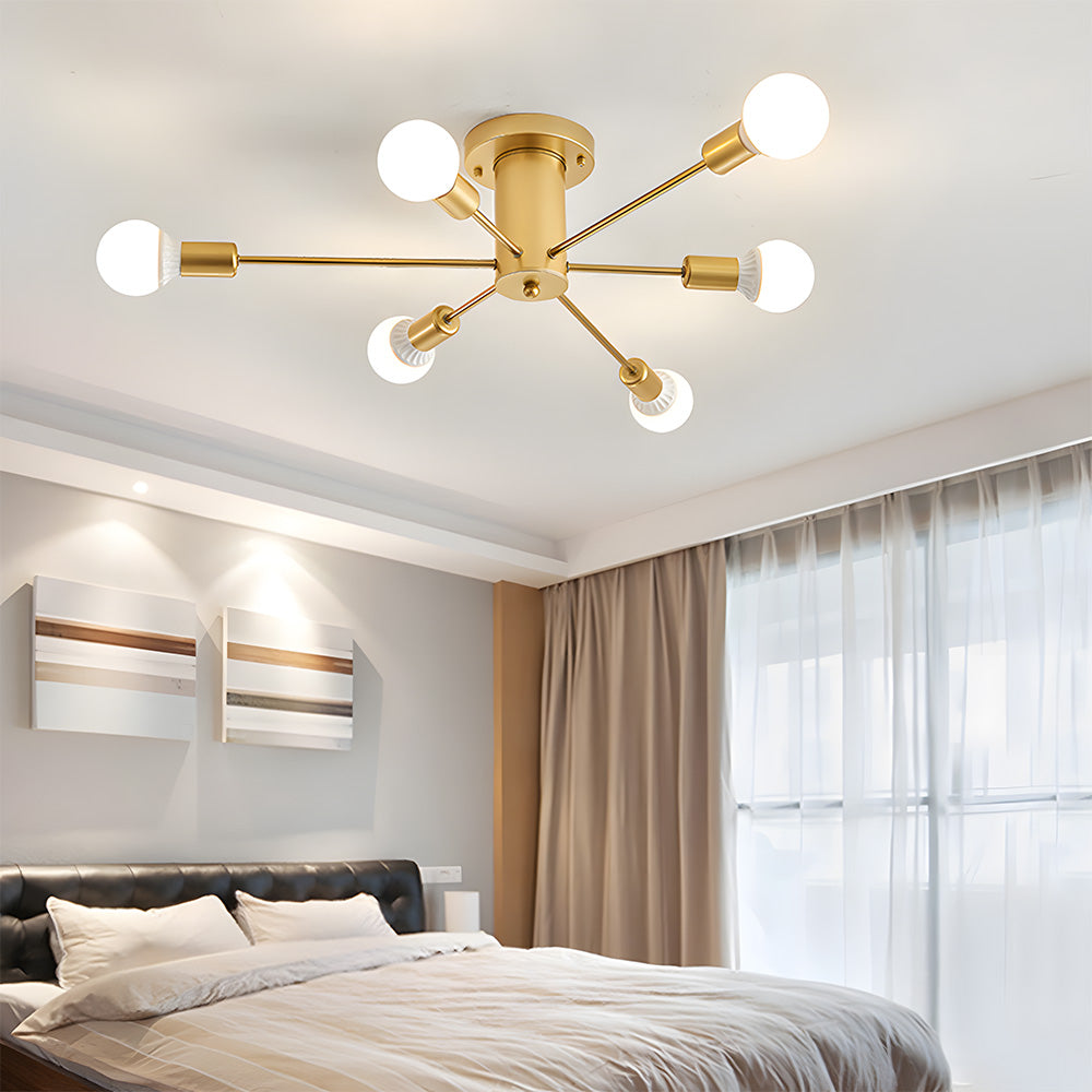 Modern Ceiling Lights For Living Room, 87cm, 6-bulb, gold, E27