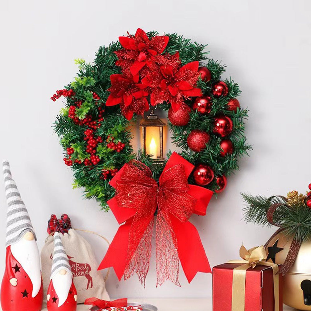 Refined Red Christmas Wreath Ornament With LED Christmas Lightings