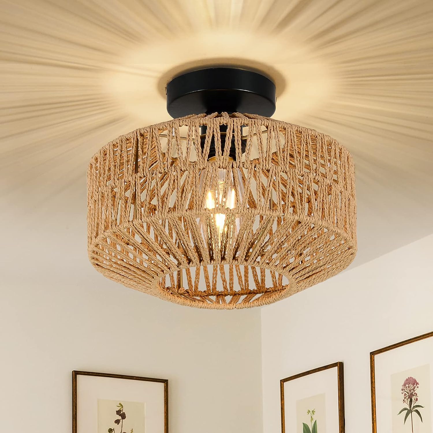 Woven Rattan Ceiling Light Fixtures