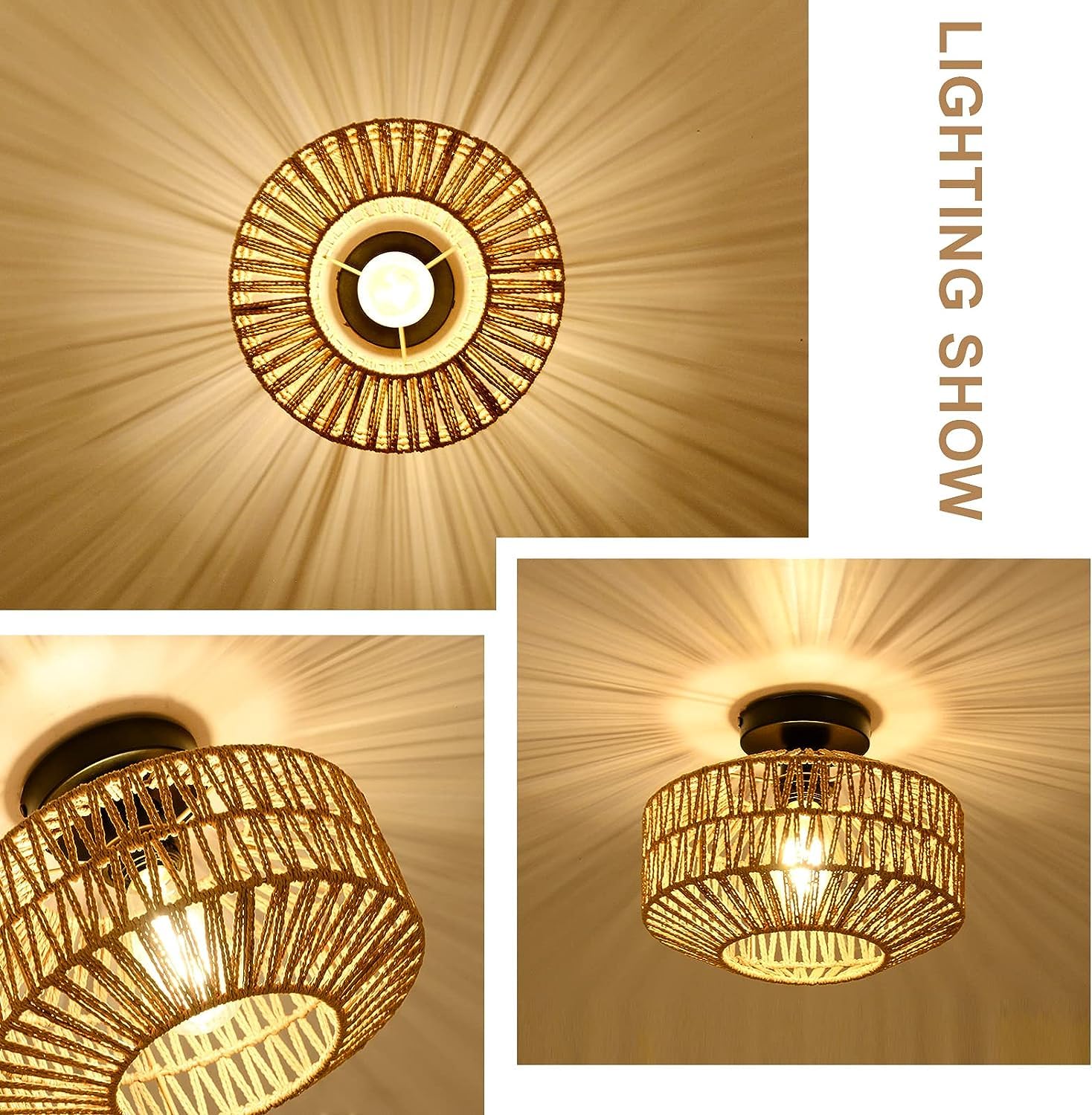 Woven Rattan Ceiling Light Fixtures