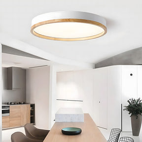 Contemporary Round Flush Mount Wooden Acrylic LED Ceiling Lights for Dining Room